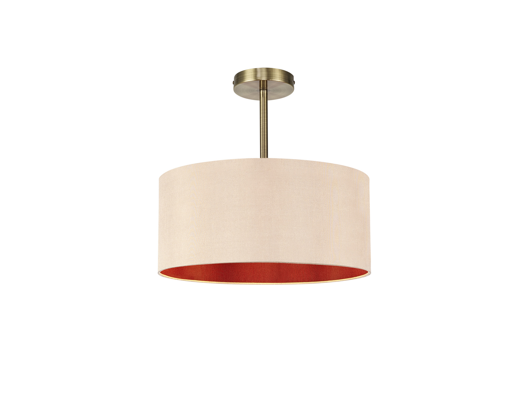 Baymont 40cm Semi Flush 1 Light Antique Brass, Antique Gold/Ruby DK0172  Deco Baymont